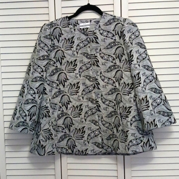 CO. Floral Embroidered Cropped Evening Opera Jacket, Size M - Picture 2 of 16